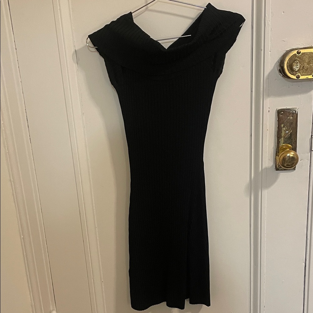 BCBGMaxAzria Black Off-Shoulder Midi Dress